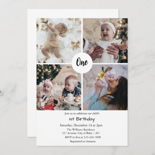 1歳の誕生日招待状私の1歳の誕生日 招待状 (正面/裏面)