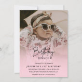 1歳の誕生日招待状誕生日夕食写真 招待状 (正面)