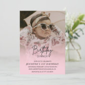 1歳の誕生日招待状誕生日夕食写真 招待状 (スタンド正面)