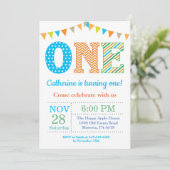 1歳の誕生日招待状。ボーイファースト誕生日 招待状 (スタンド正面)