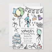 1歳の誕生日招待状、手書き誕生日 招待状 (正面)