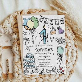 1歳の誕生日招待状、手書き誕生日 招待状