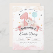 1歳の誕生日招待状 - 誕生日カード 招待状 (正面/裏面)