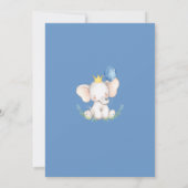 1歳の誕生日招待状 | 赤ちゃんゾウの男の子 招待状 (裏面)