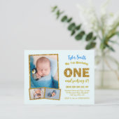 1歳の誕生日招待状、ONE boys first birthday 招待状 (スタンド正面)