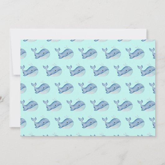 1歳の誕生日水色クジラ |写カスタム真 招待状 (裏面)