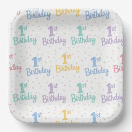 1歳の誕生日紙皿、ファーストバースデーパーティー ペーパープレート