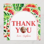 1歳の誕生日記念に！メロンの中の赤ちゃん写真 1歳誕生日 サンキューカード (正面/裏面)