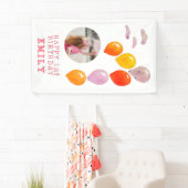 1歳の誕生日風船ガール写真 横断幕 (インサイチュ)