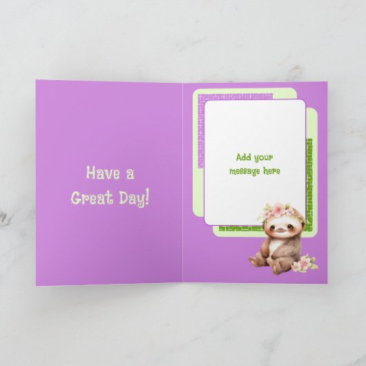 1歳の誕生日1今日の名前かわいいスロッパーグリーン カード (内部)