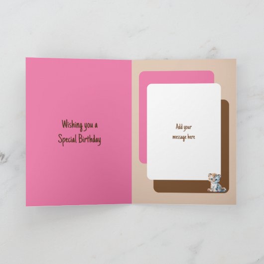 1歳の誕生日1今日の名前かわいいヒョウピンク カード (内部)