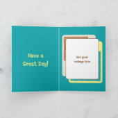 1歳の誕生日1今日の名前フォトターコイズブラウン カード (内部)