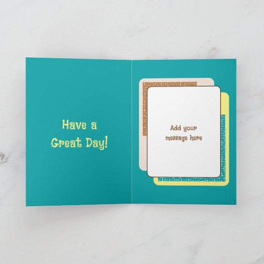 1歳の誕生日1今日の名前フォトターコイズブラウン カード (内部)