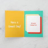 1歳の誕生日1今日オレンジ色の緑の名前 カード (内部)