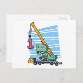 1歳の誕生日1年間の移動式クレーン恐竜 ポストカード (正面/裏面)