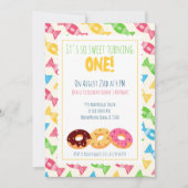 1歳の誕生日3ドーナツ赤ちゃん女の子パーティー 招待状 (正面)