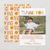 1歳の誕生日 おめでとう サンシャイン 水彩画 感謝の気持ちを込めた写真 サンキューカード (正面/裏面)