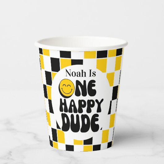 1歳の誕生日 おめでとう!男の子に贈るバースデーグッズ 紙コップ (正面)