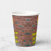 1歳の誕生日：おもしろいグラフィティインスパイアレインボー1歳 紙コップ (左)