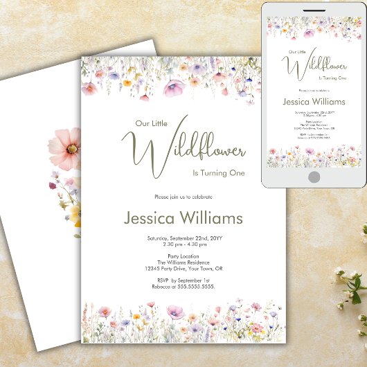 1歳の誕生日 わが家の小さな野の花が1歳に 招待状