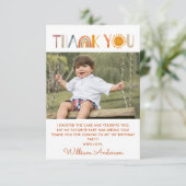 1歳の誕生日 サンシャイン 水彩 お礼 フォト サンキューカード (スタンド正面)