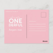 1歳の誕生日 シンプル ワンダフル カラフル タイポグラフィ ポストカード (裏面)