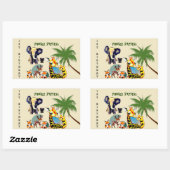 1歳の誕生日 ジャングルサファリ 象 きりん 鹿 長方形シール (シート)