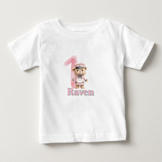 1歳の誕生日 セーラーくまちゃん ベビーTシャツ (正面)