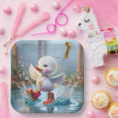 1歳の誕生日 ダンスを踊るアヒル 雨の水たまりで ペーパープレート (パーティー)