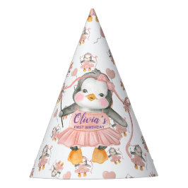 1歳の誕生日 バレリーナ ペンギン ピンク パーティーハット