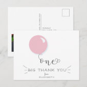 1歳の誕生日　ピンクの風船　ありがとう　ポストカード ポストカード (正面/裏面)