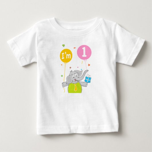 1歳の誕生日 ベビーTシャツ (正面)
