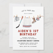 1歳の誕生日 | ホッケー・バースデー・パーティーへの招待状 招待状 (正面)