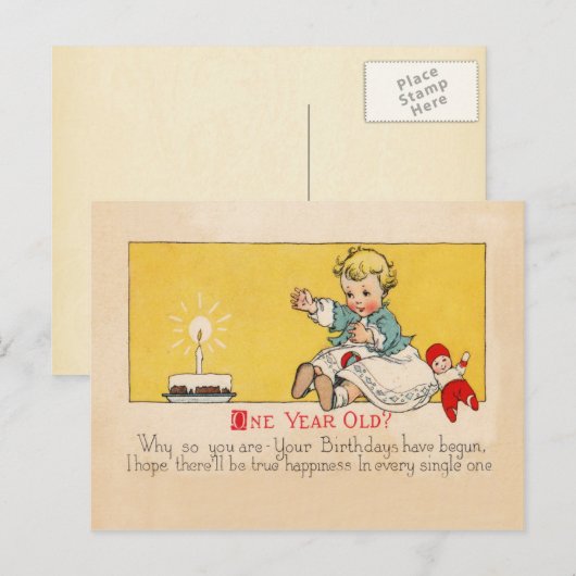 1歳の誕生日 ポストカード (正面/裏面)