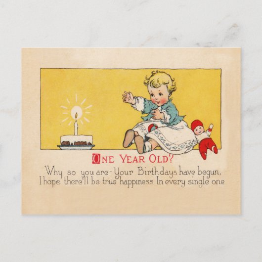 1歳の誕生日 ポストカード (正面)