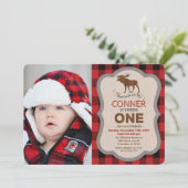 1歳の誕生日 ムースの男の子 誕生日 写真 招待状 (スタンド正面)