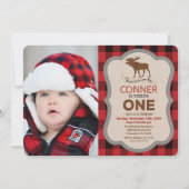 1歳の誕生日 ムースの男の子 誕生日 写真 招待状 (正面)