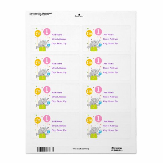 1歳の誕生日 ラベル (フルシート)