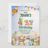 1歳の誕生日 ワイルドジャングルサファリ テーマの招待状 招待状 (正面)
