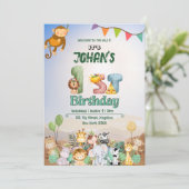 1歳の誕生日 ワイルドジャングルサファリ テーマの招待状 招待状 (スタンド正面)