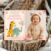 1歳の誕生日 ワイルドワンパーティー 赤ちゃんの写真付き 招待状