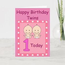 1歳の誕生日 双子の女の子 カスタムデザイン カード