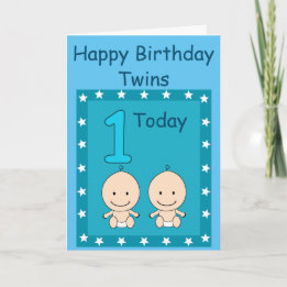 1歳の誕生日 双子の男の子 カスタムデザイン カード