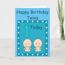 1歳の誕生日 双子の男の子 カスタムデザイン カード