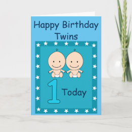 1歳の誕生日 双子の男の子 カスタムデザイン カード