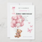 1歳の誕生日 女の赤ちゃん 招待状 (正面)