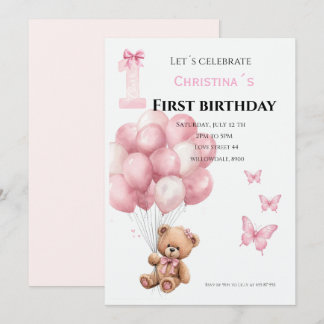 1歳の誕生日 女の赤ちゃん 招待状