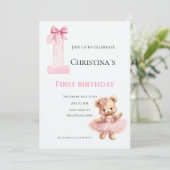 1歳の誕生日 女の赤ちゃん 招待状 (スタンド正面)