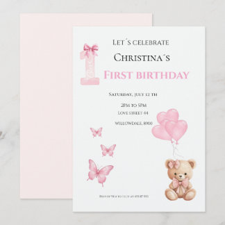 1歳の誕生日 女の赤ちゃん 招待状