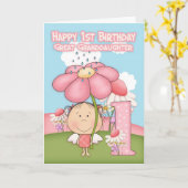 1歳の誕生日 – 孫素晴らし娘 – グリーティングカード (黄色い花)